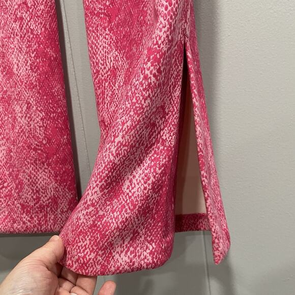 Y2K Urban Outfitters Vivica Snakeskin Print Split Flare Pants 6 Pink Maximalist - Picture 5 of 7
